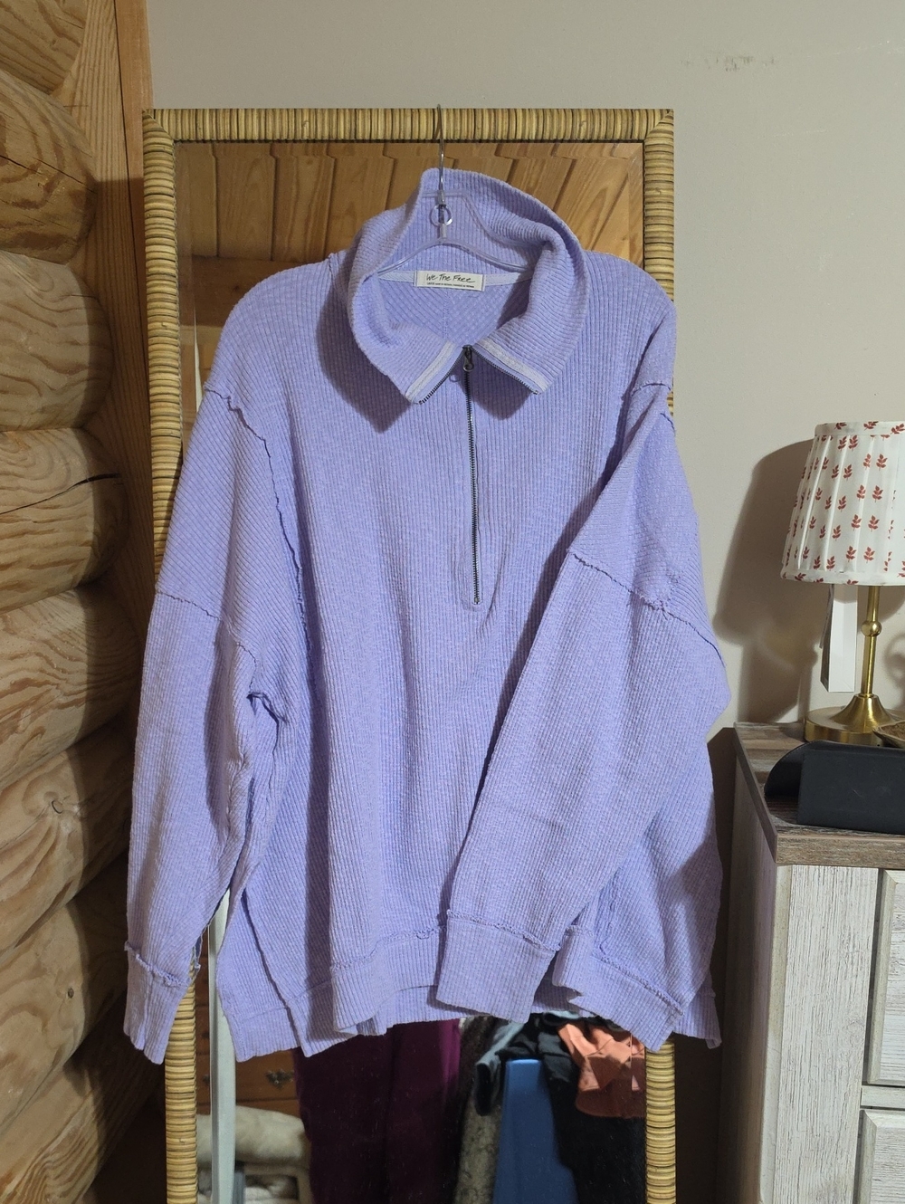 We The Free Lavender Ribbed Half-Zip Turtleneck Sweater
